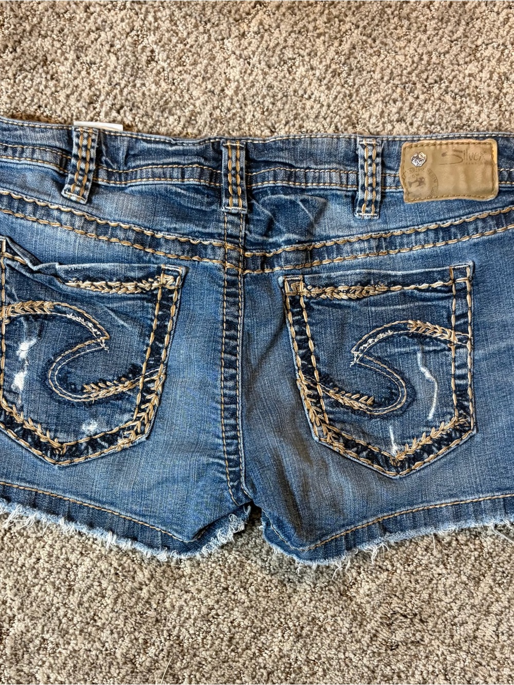 Silver Jeans Blue Denim Short with Braided Stitch Detail